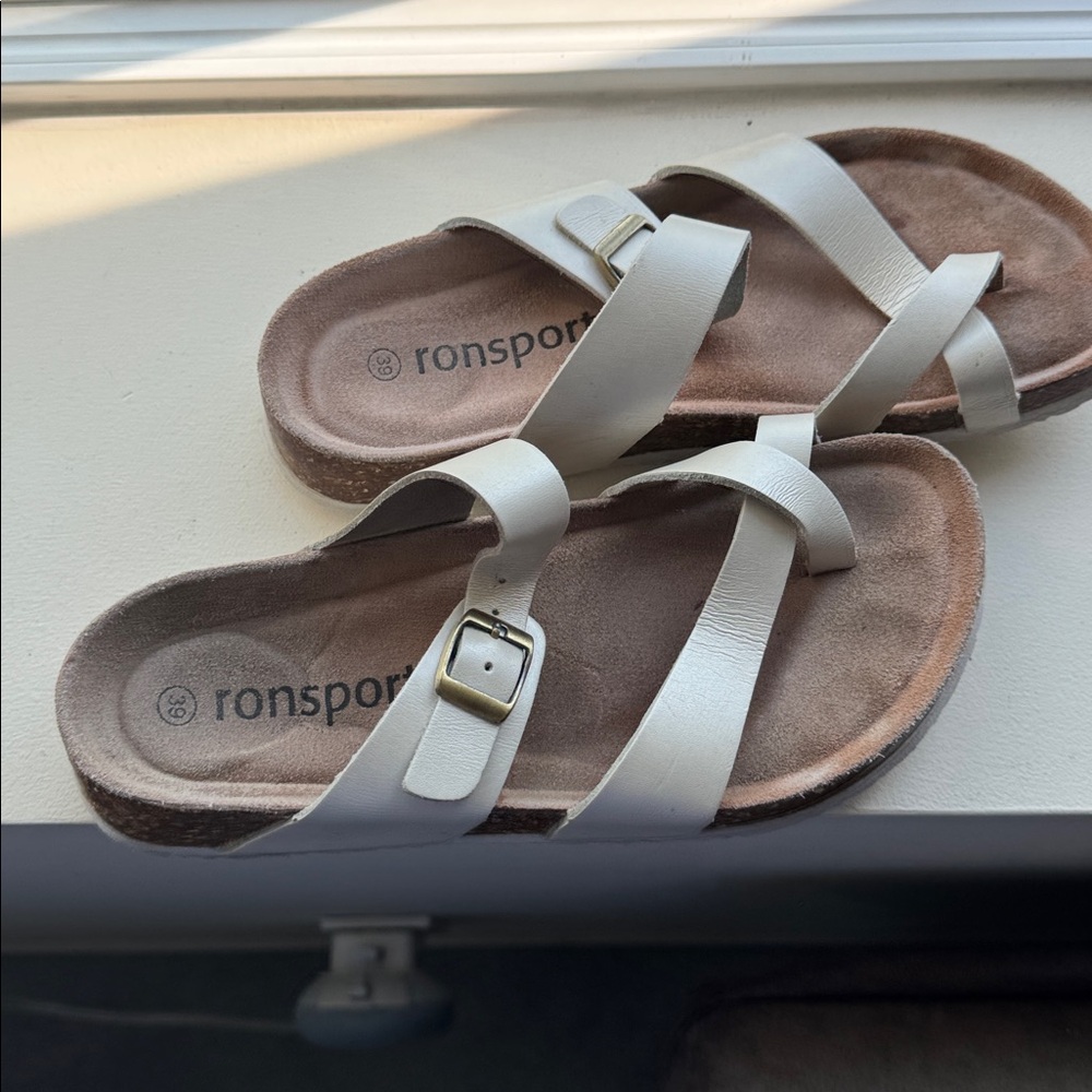 Cream Ronsport Women's Sandals size 39 adjustable/ cork footbed